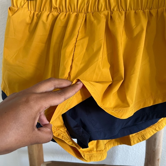 Free People Movement Run For It Mustard Yellow and Navy Shorts NWOT - Picture 8 of 10